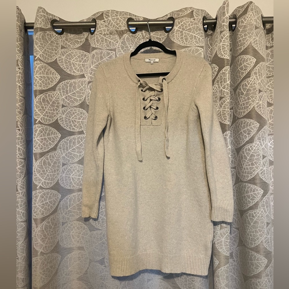 LOWEST Price drop! Madewell cream colored wool sweater dress, soft & flattering!